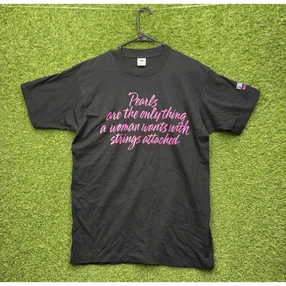 VTG Virginia Slims Shirt Mens Large Black Pearl Are The Only Thing A Women Wants